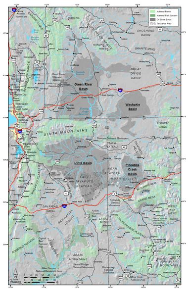 Oil Shale Map. Photo by Bureau of Land Management.