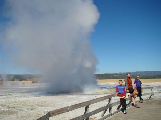 At a Geyser. Photo by Vogel Family.