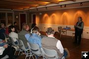 Reading from the book. Photo by Dawn Ballou, Pinedale Online.