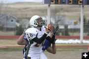 Fourth-down heave part 1. Photo by Jonathan Van Dyke, Pinedale Roundup.