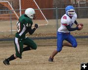 Quarterback Sack. Photo by Clint Gilchrist, Pinedale Online.