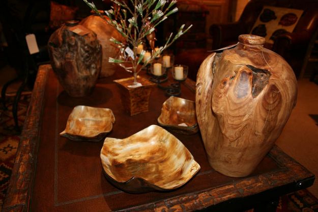 Organic Wood Vases & Bowls. Photo by Dawn Ballou, Pinedale Online.