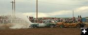 Blowing the radiator. Photo by Dawn Ballou, Pinedale Online.