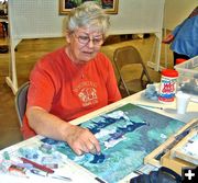 Lynn at Pastel Workshop. Photo by Lynn Thomas.