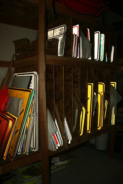 Sign Storage. Photo by Dawn Ballou, Pinedale Online.