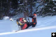 Trying out the sled. Photo by Clark Dyess.