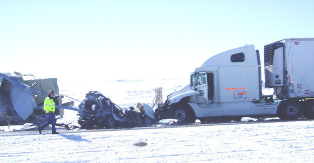 Crash Scene. Photo by Wyoming Department of Transportation.