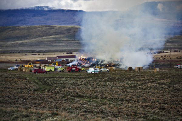 Haystack fire. Photo by Pinedale Online.