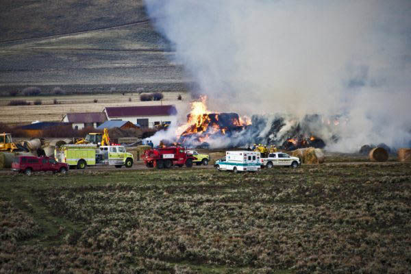 Stackyard fire. Photo by Pinedale Online.