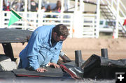 Checking the Engine. Photo by Pam McCulloch, Pinedale Online.