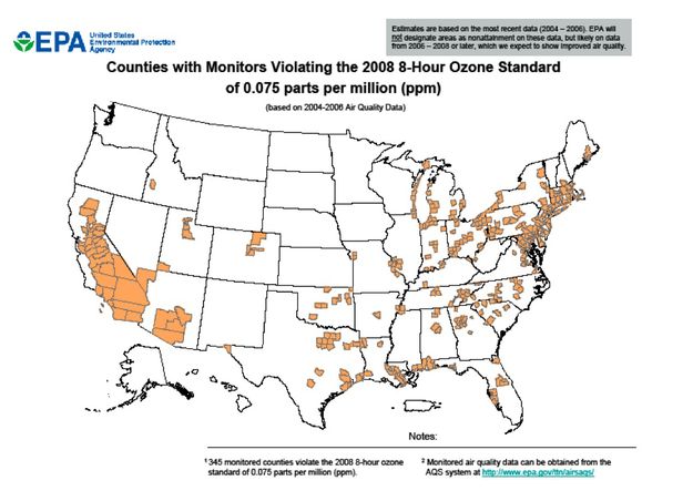 Ozone Map. Photo by EPA.