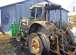 Torched Tractor. Photo by Pinedale Roundup.