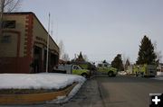 Moving the trucks. Photo by Dawn Ballou, Pinedale Online.