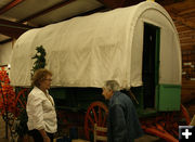 Nancy and Doris by wagon. Photo by Dawn Ballou, Pinedale Online.