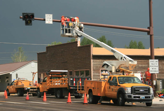 Cross Walk lights. Photo by Dawn Ballou, Pinedale Online.