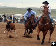 Team Roping. Photo by Clint Gilchrist, Pinedale Online.