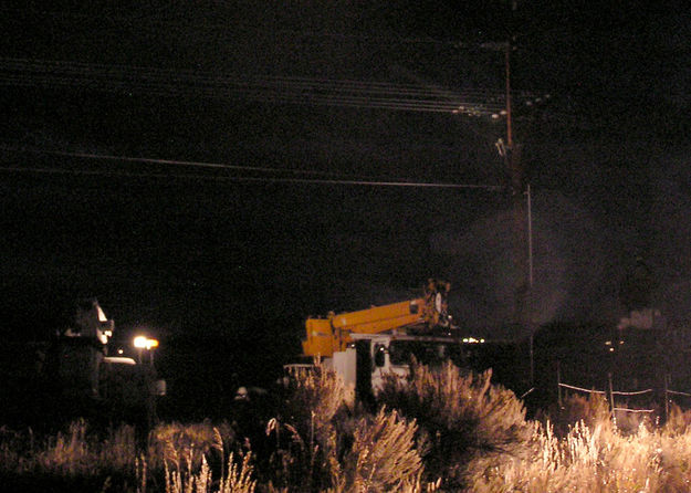 Smoking Power Pole. Photo by David Rule.