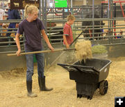 Cleaning the pen. Photo by Dawn Ballou, Pinedale Online.