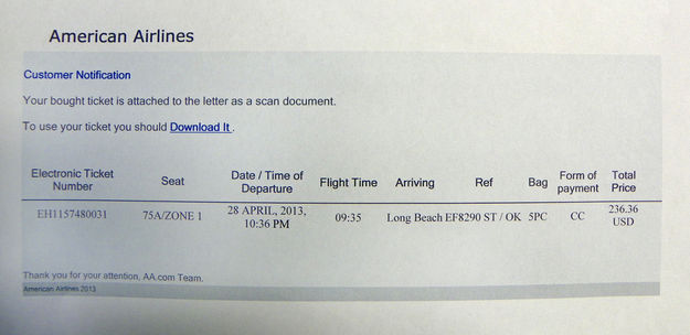 Phony airline ticket scam. Photo by Sweetwater County Sheriff’s Office.