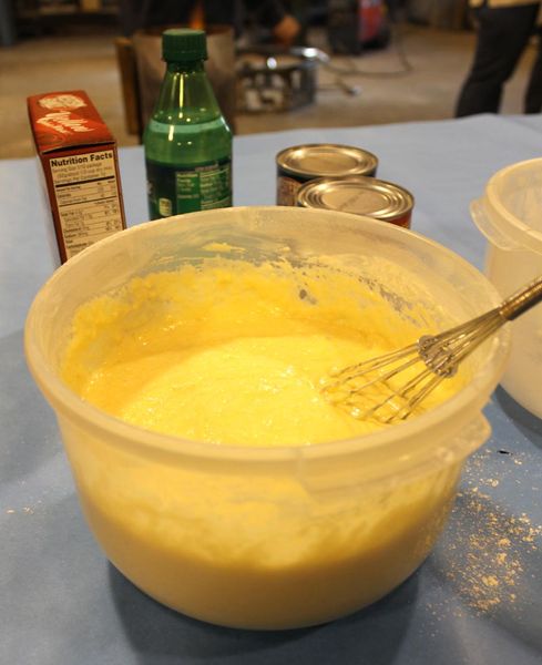 Mixing Cornbread batter. Photo by Dawn Ballou, Pinedale Online.