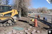 Prepping for pavers. Photo by Dawn Ballou, Pinedale Online.