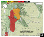 Avalanche Forecast map. Photo by Bridger-Teton Avalanche Center.