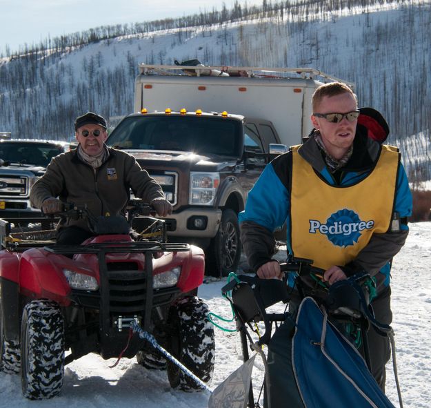 Holding the sled back. Photo by Chris Havener.