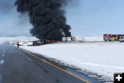 I-80 Pile-up west of  Laramie. Photo by Wyoming Highway Patrol.