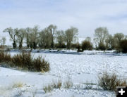 Frozen New Fork River. Photo by Dawn Ballou, Pinedale Online.