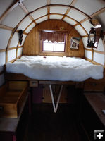 Sheepwagon interior. Photo by Dawn Ballou, Pinedale Online.