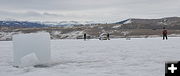 Chainsaw Cut Ice Blocks. Photo by Terry Allen.