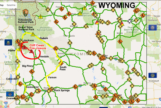 Suggested detour routes. Photo by Pinedale Online.