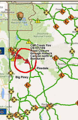 Road closure. Photo by Pinedale Online.