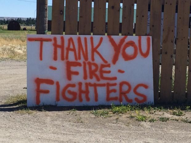 Thank You Fire Fighters. Photo by Cliff Creek Fire.