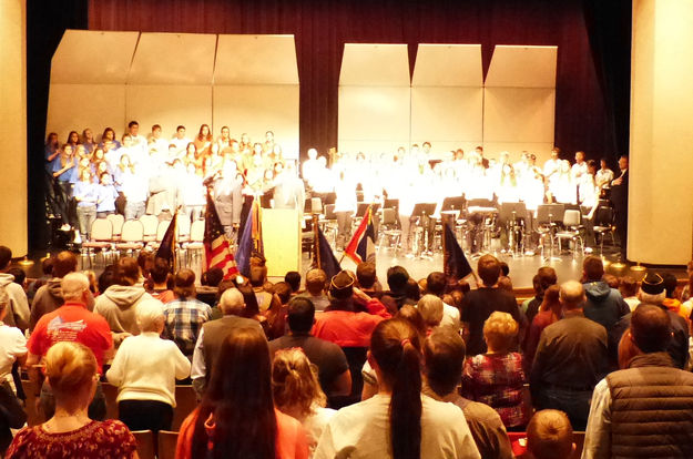 Presenting the colors. Photo by Dawn Ballou, Pinedale Online.