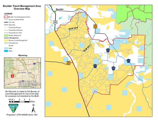 Boulder Travel Management Plan. Photo by Bureau of Land Management.