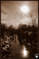 Testing the ice. Photo by Terry Allen.