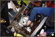 Packing the Engine in Snow. Photo by Terry Allen.