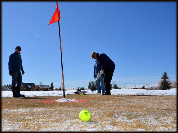 Mike Harker Putts. Photo by Terry Allen.