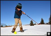 Jackson Takes a Practice Swing. Photo by Terry Allen.