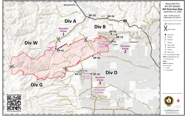 Roosevelt Fire map Sept 21. Photo by Roosevelt Fire Information.