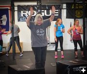 Lynda doing burpee. Photo by The Garage Gym.