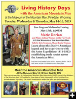 Living History Days May 14-16. Photo by Museum of the Mountain Man.