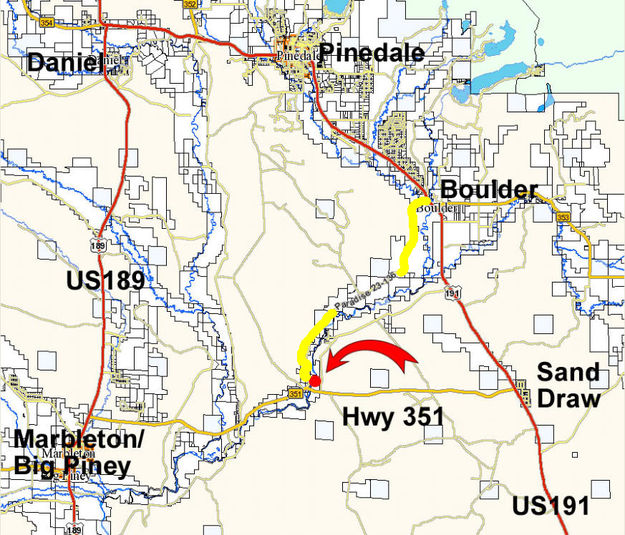 Map to New Fork Park. Photo by Pinedale Online.