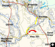 Map to New Fork Park. Photo by Pinedale Online.