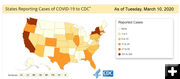 Coronavirus map March 10. Photo by .