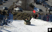 Crossing the finish line. Photo by Dawn Ballou, Pinedale Online.