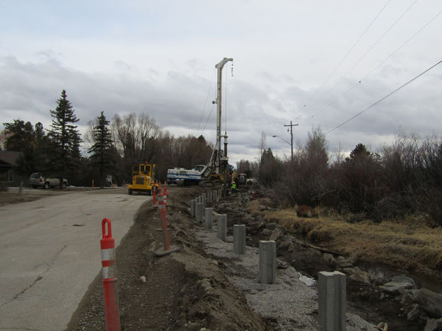 Retaining wall. Photo by Dawn Ballou, Pinedale Online.