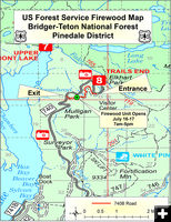 Firewood map. Photo by Bridger-Teton National Forest.