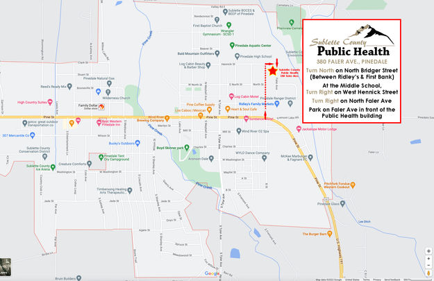 Map to new office. Photo by Sublette County Public Health.